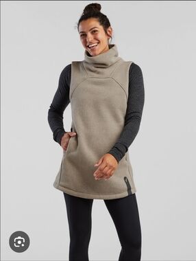 Indyeva Womens Toga Pullover  Taupe Sleeveless Funnel Neck Sweater Vest